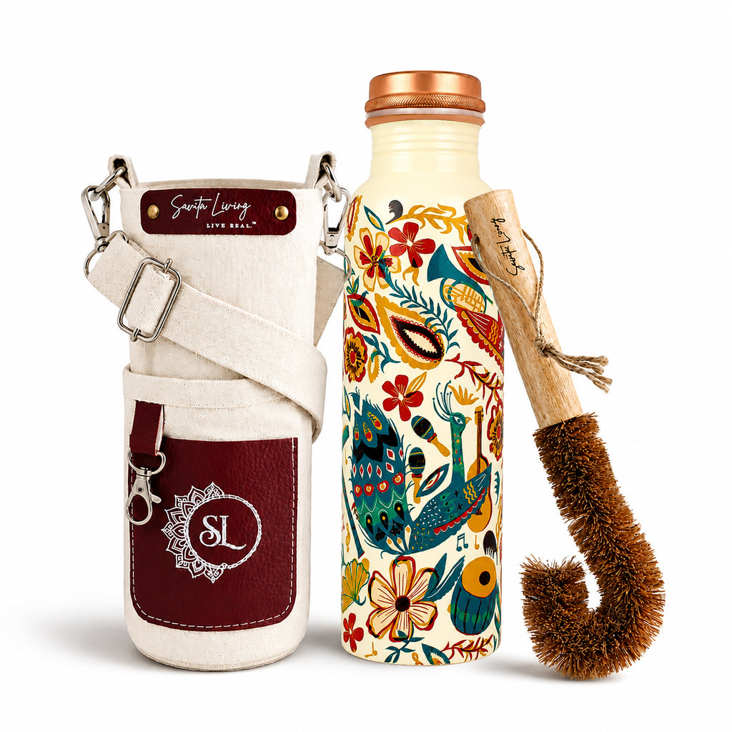 Pure Copper Bottle Peacock Bloom 1L/33.8 fl oz