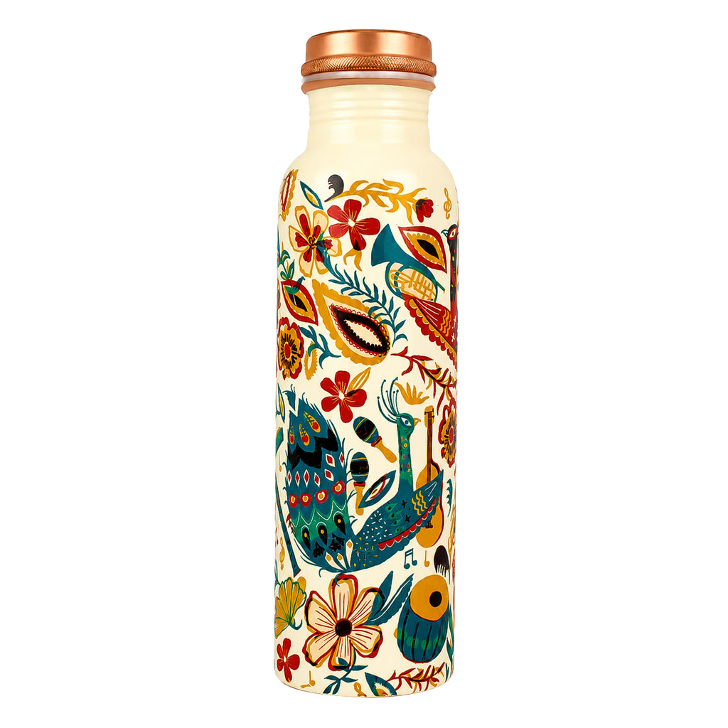 Pure Copper Bottle Peacock Bloom 1L/33.8 fl oz