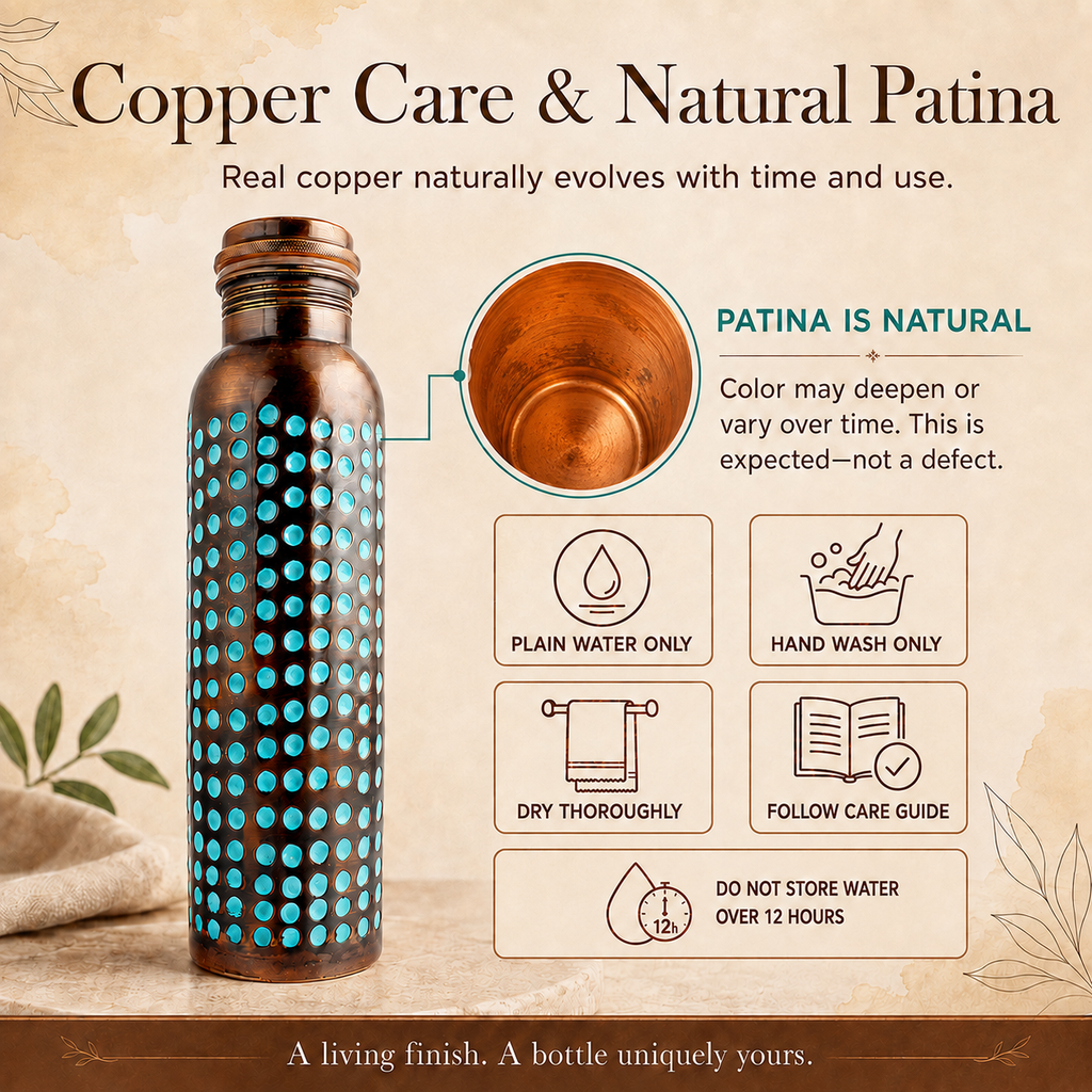 Pure Copper Bottle Patina Hammered 1L/33.8 fl oz