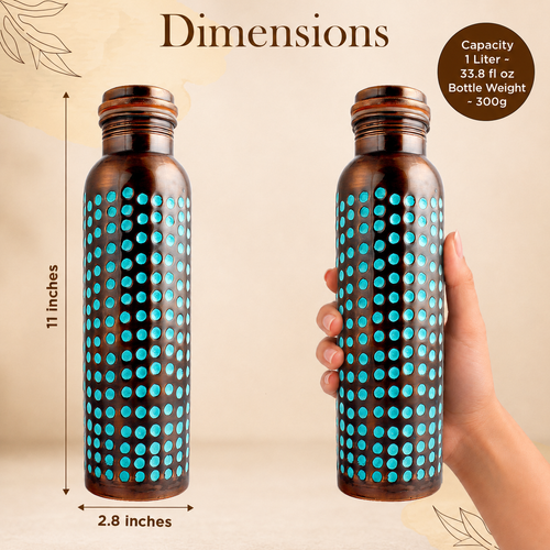 Pure Copper Bottle Patina Hammered 1L/33.8 fl oz