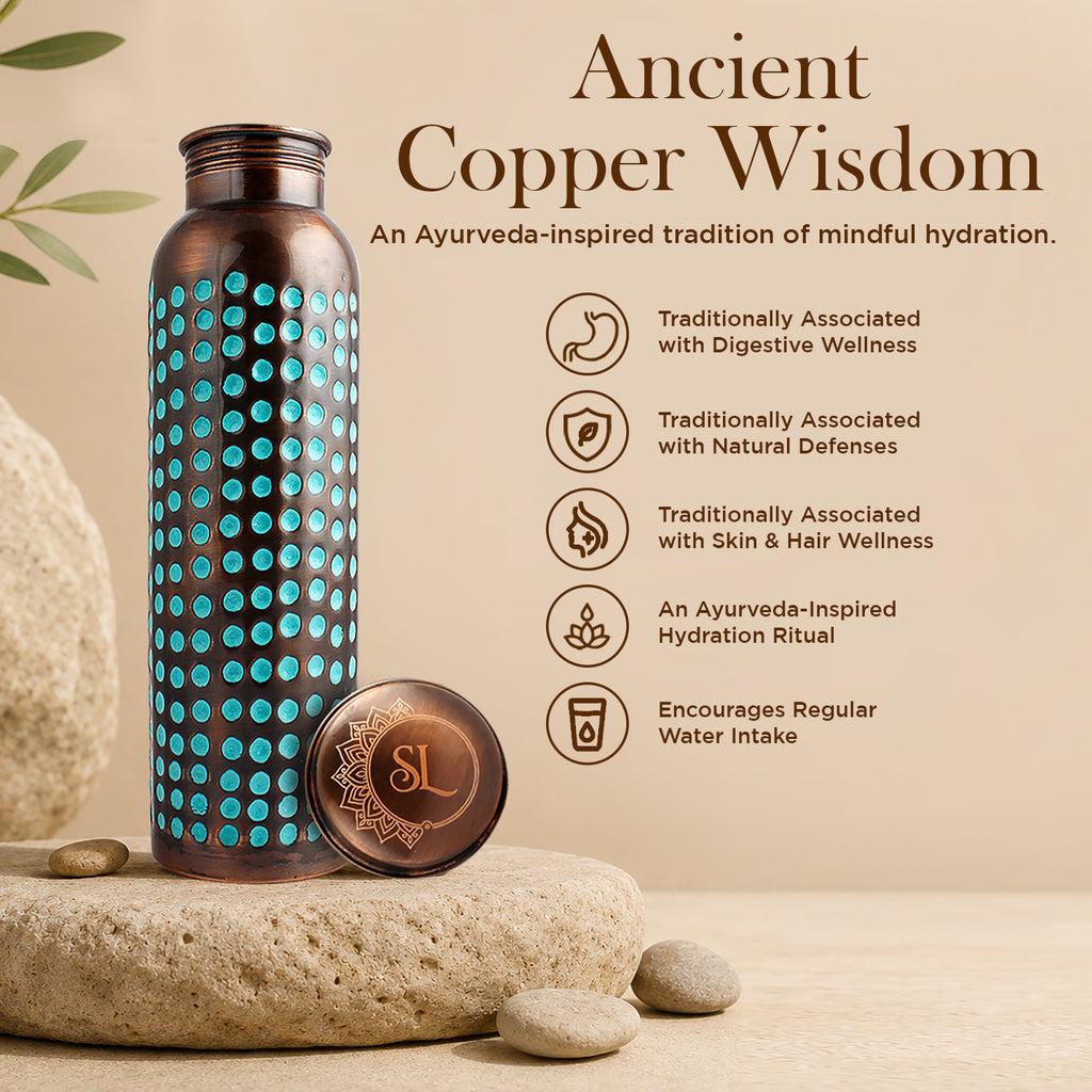Pure Copper Bottle Patina Hammered 1L/33.8 fl oz
